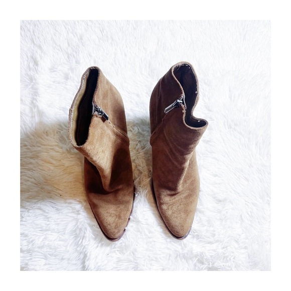 Sam Edelman Brown Suede Bootie 3.25" Heel SZ8 - Picture 1 of 9